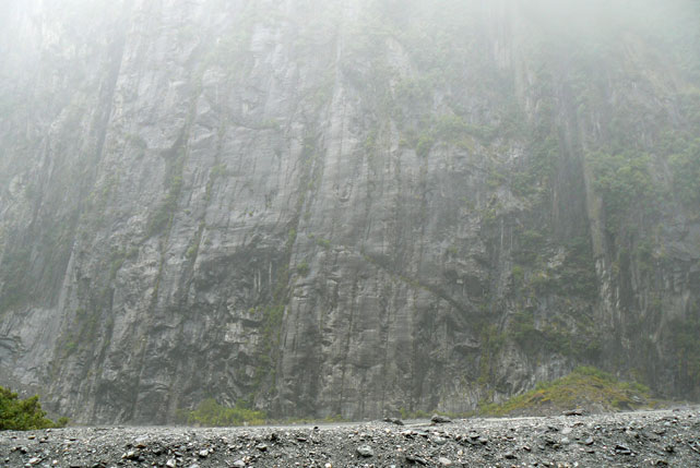 Mur naturel devant Fox et Franz Josef Glaciers